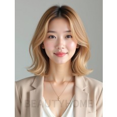 골든 블론드 컨케이브 단발
