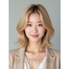 골든 블론드 턱선 블런트 단발
