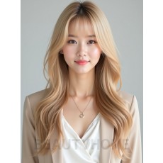 골든 블론드 롱 커튼뱅