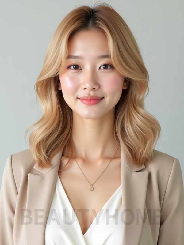 골든 블론드 미디엄 세팅펌