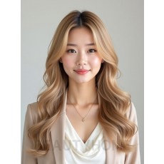 골든 블론드 긴 타이트컬