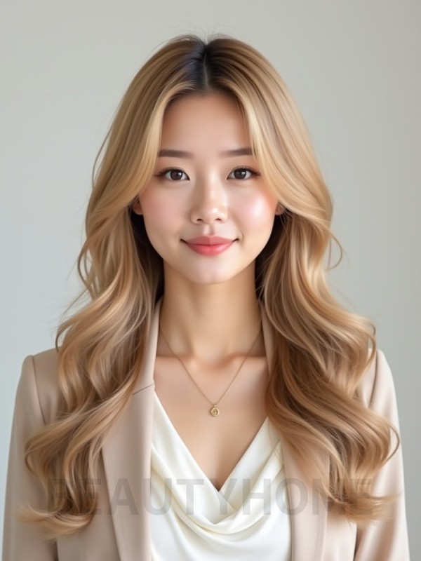 골든 블론드 긴 타이트컬