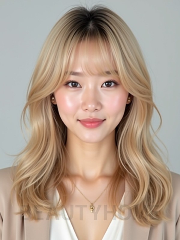 골든 블론드 허시+시스루뱅