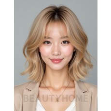 골든 블론드 귀밑 그라데이션 단발