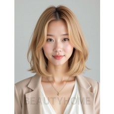 골든 블론드 귀밑 스트레이트 단발