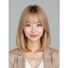 골든 블론드 턱선 스트레이트 단발