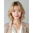 골든 블론드 귀밑 인버티드 단발+사이드뱅