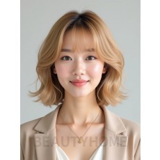 골든 블론드 귀밑 스택 단발+뱅