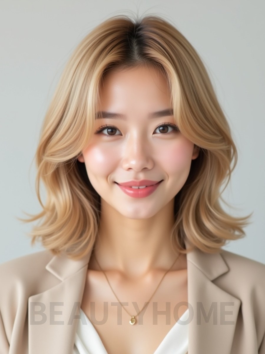 골든 블론드 텍스처 단발