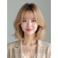 골든 블론드 턱선 스택 단발+시스루뱅