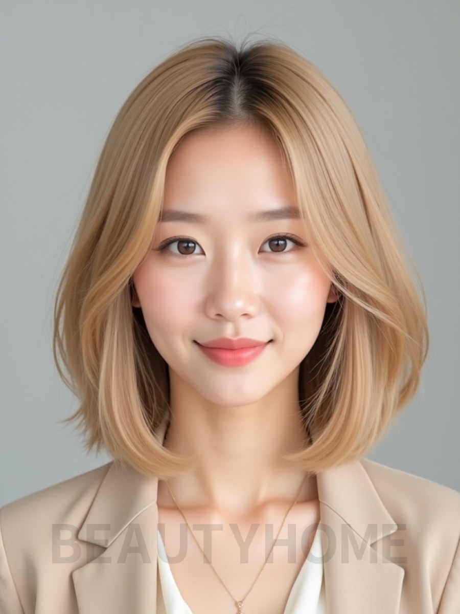 골든 블론드 슬릭 단발