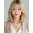 골든 블론드 귀밑 스트레이트 단발+사이드뱅
