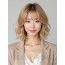골든 블론드 귀밑 텍스처 단발+사이드뱅