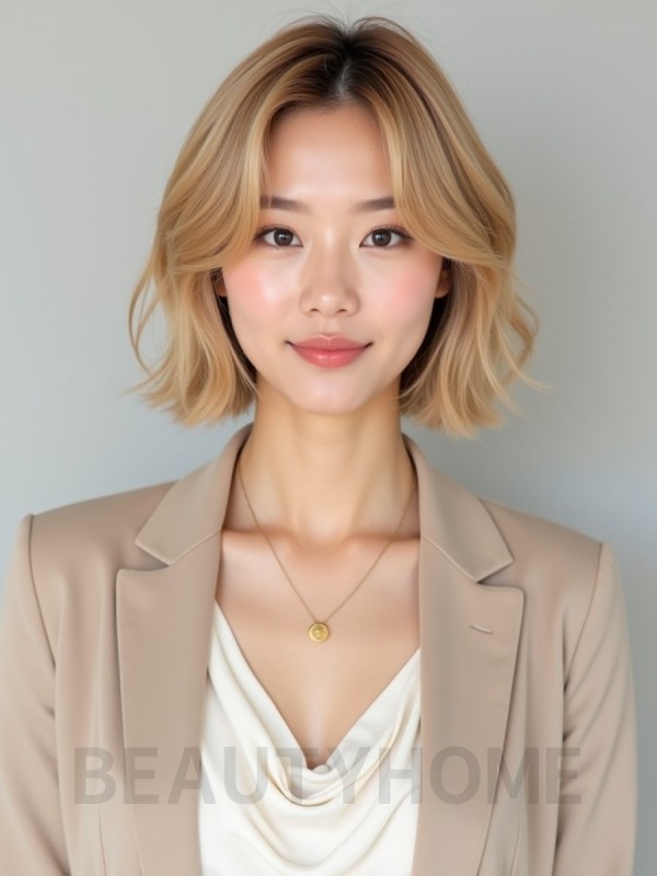 골든 블론드 숏 텍스처 레이어