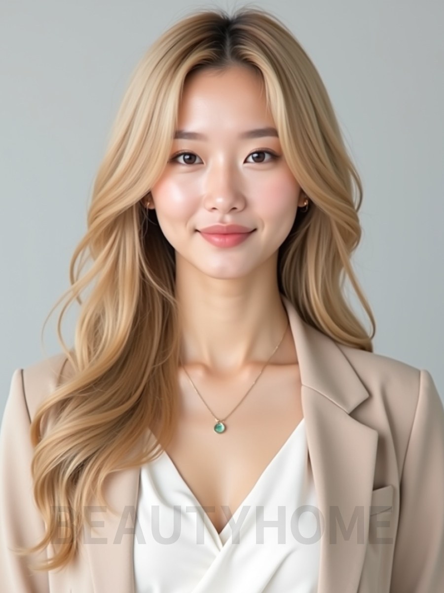 골든 블론드 롱 울프컷