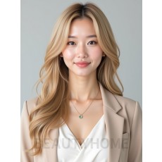 골든 블론드 롱 울프컷