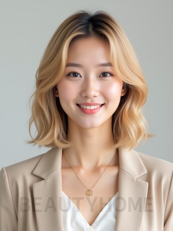 골든 블론드 턱선 인버티드 단발