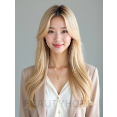 골든 블론드 긴 원랭스 블런트