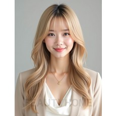 골든 블론드 둥근 뱅