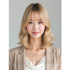 골든 블론드 턱밑 스트레이트 단발+뱅