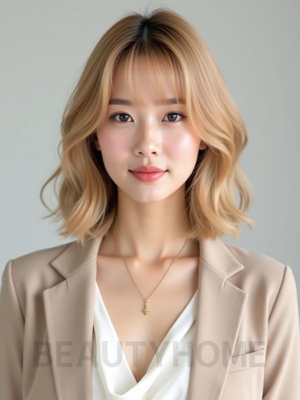 골든 블론드 숏 블런트뱅