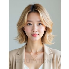 골든 블론드 귀밑 스택 단발