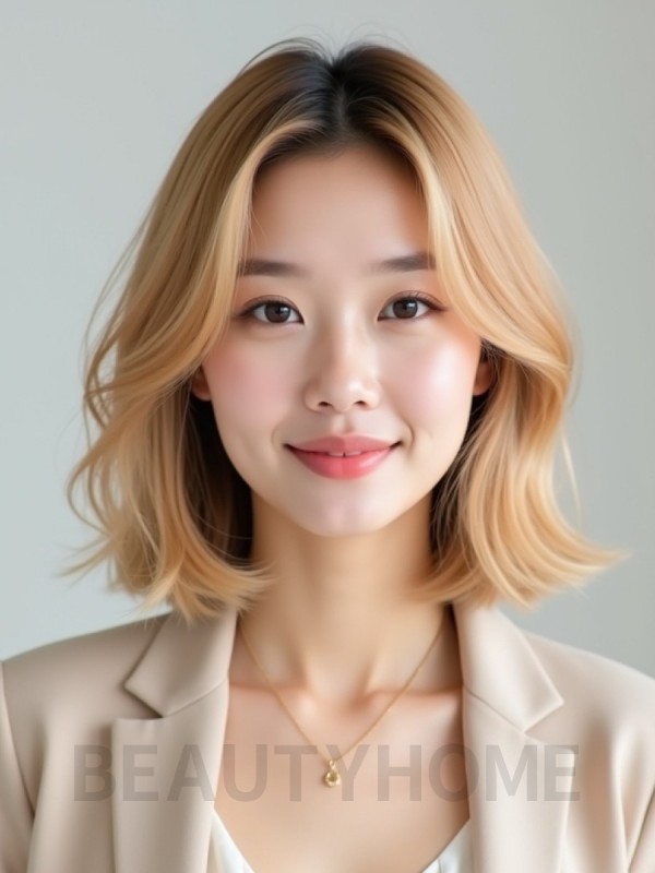 골든 블론드 A라인 단발