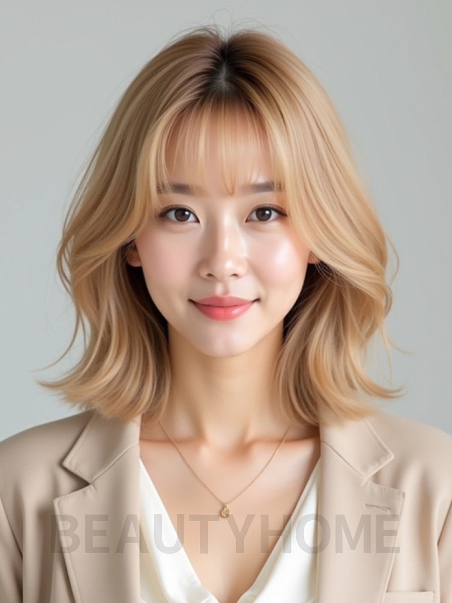 골든 블론드 그라데이션 단발