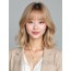 골든 블론드 턱선 스택 단발+커튼뱅