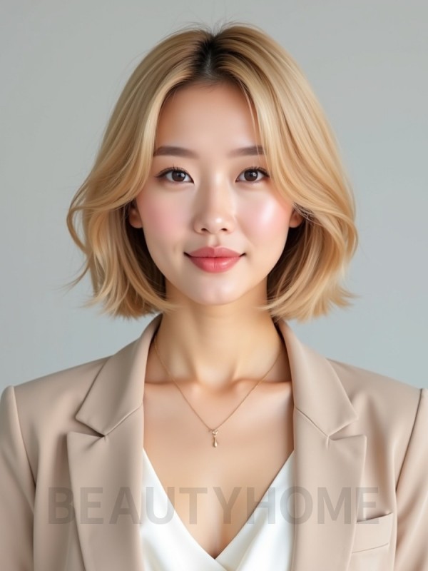 골든 블론드 숏 A라인 레이어