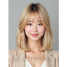 골든 블론드 턱밑 스트레이트 단발