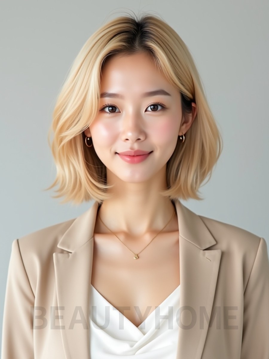 골든 블론드 숏 bowl 컷