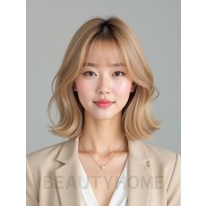 골든 블론드 턱선 블런트 단발+시스루뱅