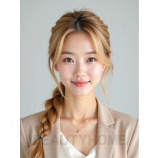 골든 블론드 땋은 포니테일