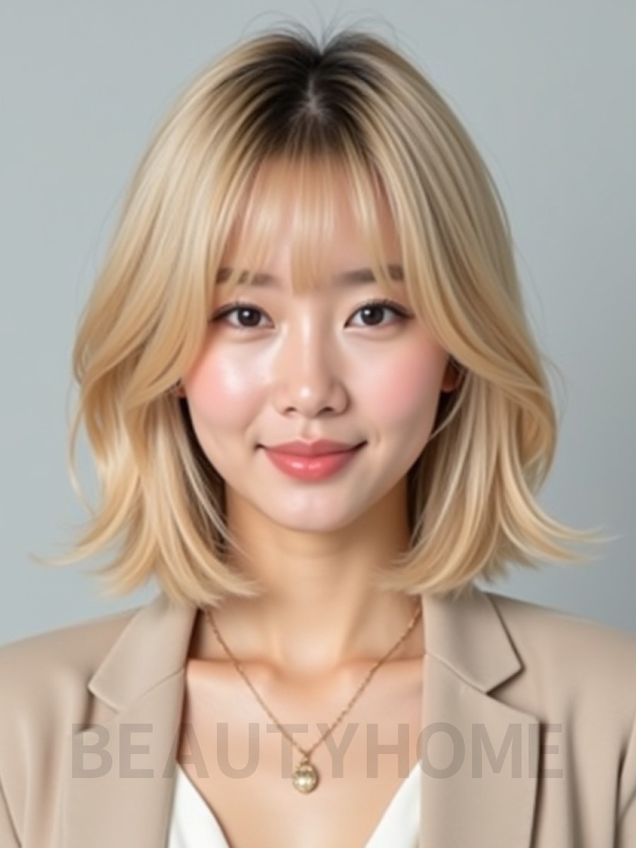 골든 블론드 블런트 단발+풀뱅