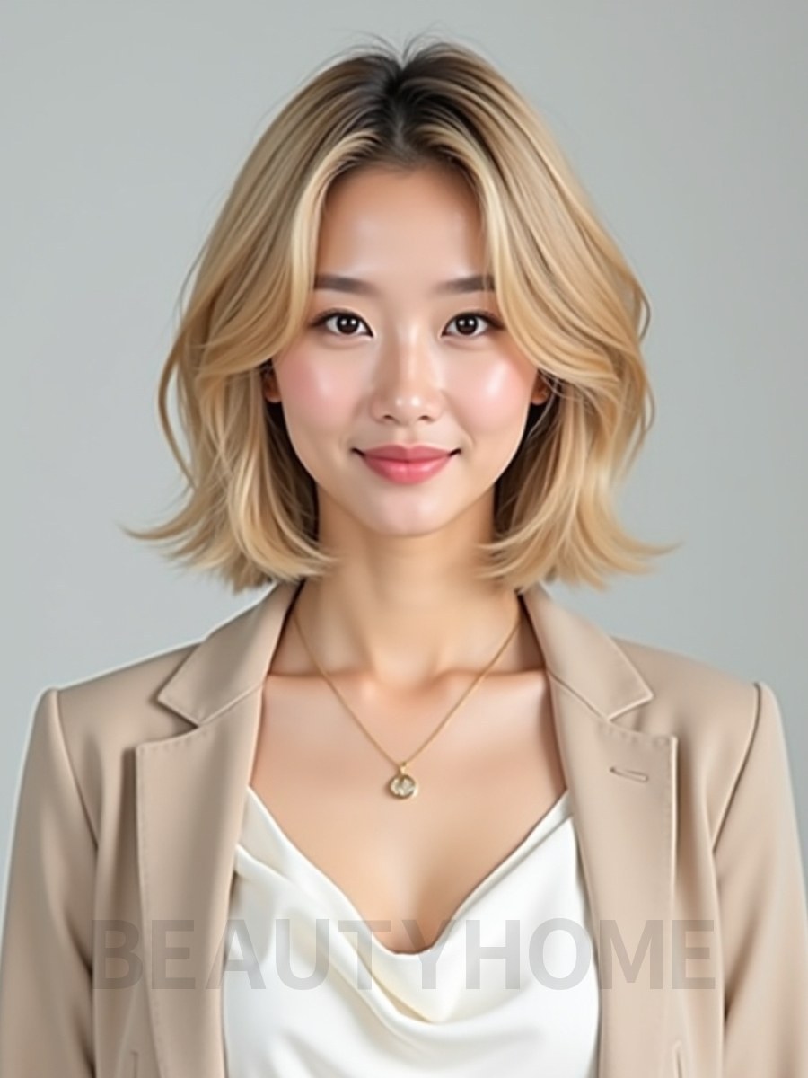 골든 블론드 숏 샤기