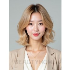 골든 블론드 귀밑 텍스처 단발