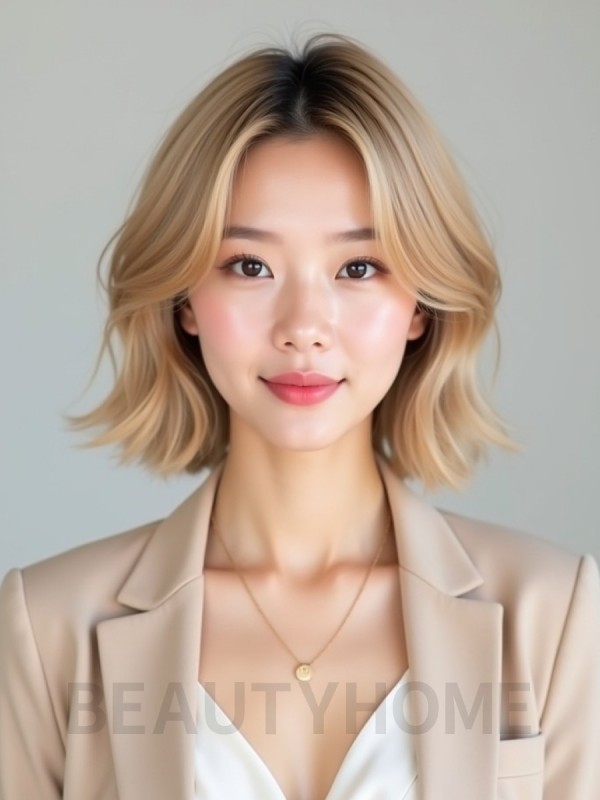 골든 블론드 숏 블로우 레이어
