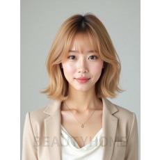골든 블론드 턱밑 단발+뱅