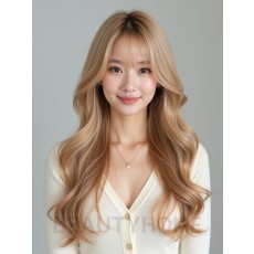 골든 블론드 긴 컬+풀뱅