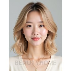 골든 블론드 쇄골 비대칭 단발
