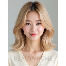 골든 블론드 쇄골 블런트 단발+사이드뱅