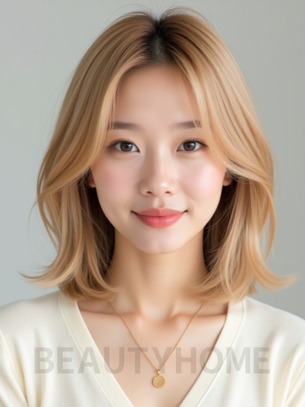 골든 블론드 턱밑 스택 단발