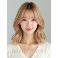 골든 블론드 쇄골 인버티드 단발+뱅