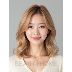 골든 블론드 어깨 웨이브+사이드