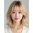 골든 블론드 쇄골 텍스처 단발+시스루뱅