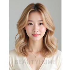골든 블론드 어깨 웨이브+센터