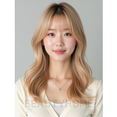 골든 블론드 쇄골 생머리+센터
