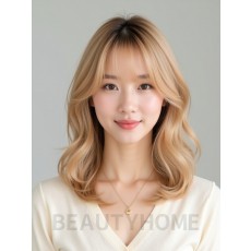골든 블론드 어깨 레이어+사이드뱅