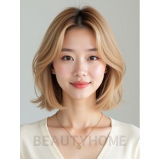 골든 블론드 어깨 그라데이션 단발